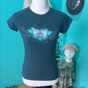 Harley-Davidson Women's Blue Wing Graphic Tee